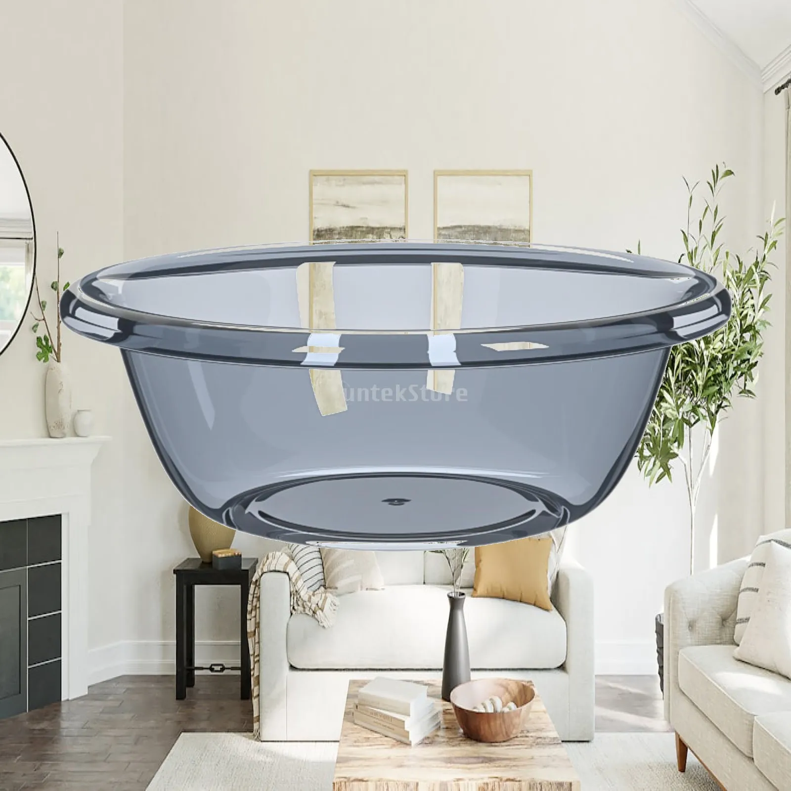 Transparent Round Wash Basin Dish Tub Lightweight Portable for Outdoor Camping RV Hiking Washing Dishes Vegetables