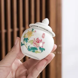 Portable Ceramics Tea Caddy Household Storage Sealed Tank Travel Coffee Moisture-proof Jar Kitchen Spice Candy Containers