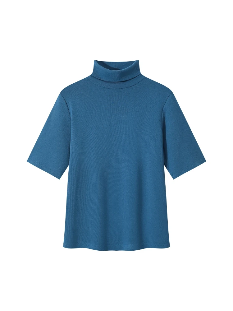 2026 Herbst Winter Damen T-Shirt Rollkragen Kurzarm-Shirt Stilvolles Einfarbiges Schlankes Weiches Basic-Layering-Unterhemd Lässiges Strick-Oberteil – Detail 4