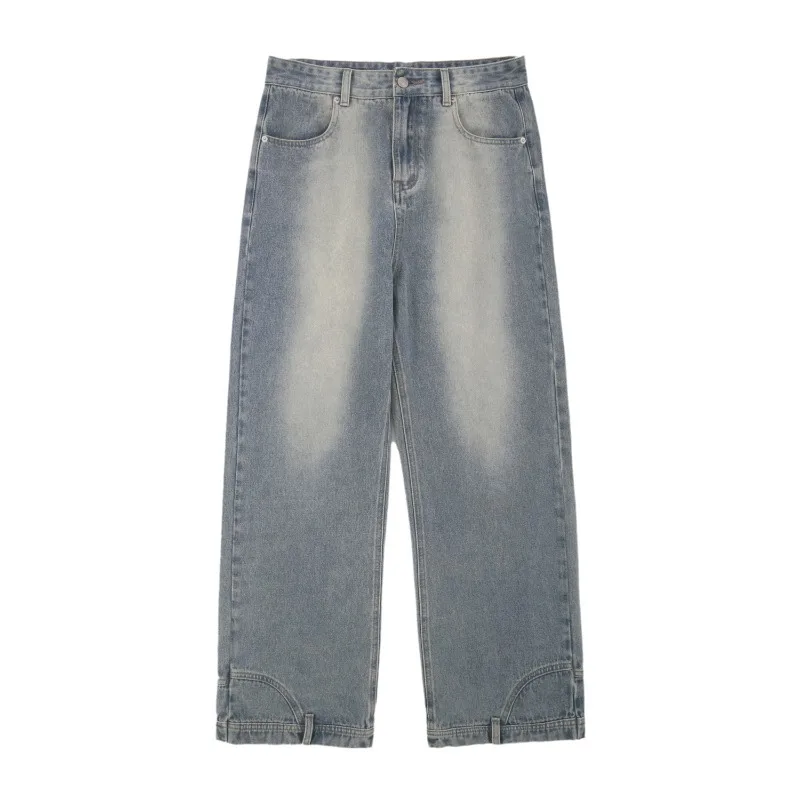 Jean en Denim pour hommes et femmes, Vintage américain rétro, tourné sur le côté inversé, Couple, jambes droites, Baggy, pantalon de traînée, tendance