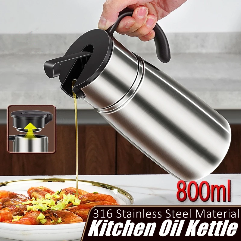 

GEDO LFGB Certification 99.9% Anti-bacterial 316L Stainless Steel Oiler 800ml Capacity Light Blocked Oil Preservation Oil Kettle