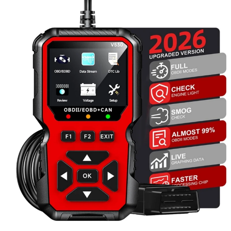 Car OBD2 Scanner Diagnostic Tool V530 Multi-language OBDII Car Voltage Tester Engine Fault Code Scanner Car Code Reader
