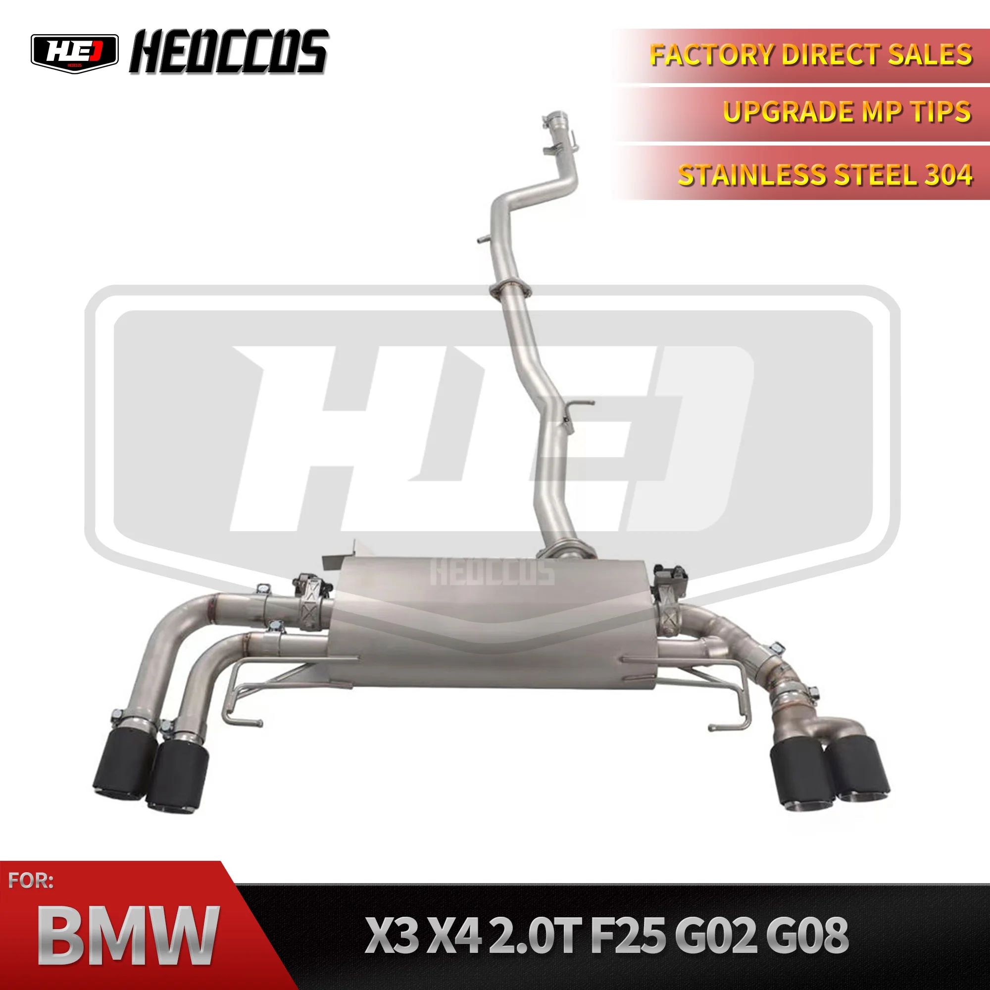 HEO Aftermarket Valved Catback Exhaust For BMW X3 X4 F25 F26 G08 G02 2.0T 3.0T 2014-2023 Stainless Steel Kit