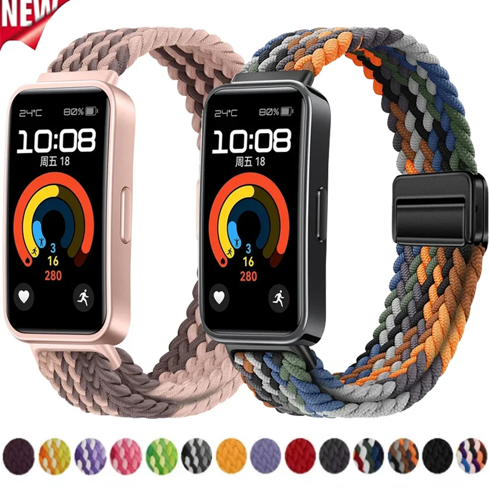 Geflochtenes Nylonarmband für Huawei Band 10 9 8, bequemes Armband mit magnetischer Schnalle, Huanwei Band 10/9/8 Zubehör Correa