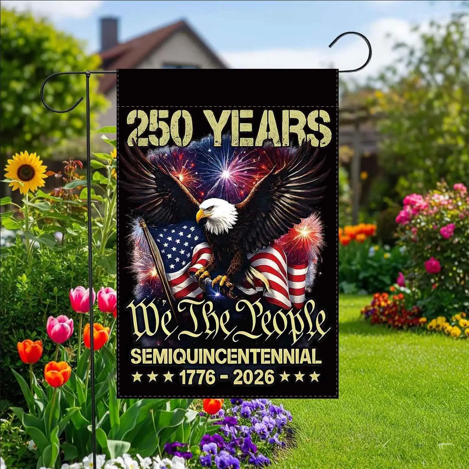 250th Anniversary USA Garden Flag, 12x18 Inch | 250 Years of Birthday American Flag, 1776-2026 Commemorative, 4th of July Pa PPZ