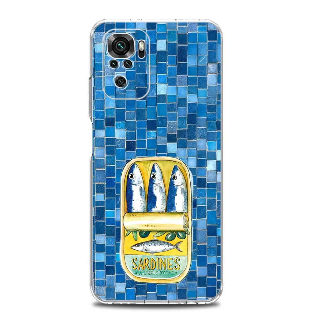 Cute Sardine Fish Striped Phone Case For Xiaomi Redmi Note 15 14 13 12 Pro Plus 5G 10 11 4G 14C 13C 12C 10C Clear Cover