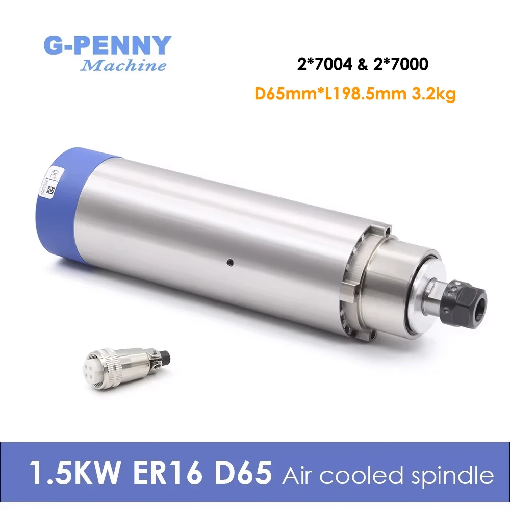 G-PENNY 1,5kW ER16 D = 65mm 400Hz wrzeciono chłodzone powietrzem łożyska 24000 obr/min silnik wrzeciona roboczego do drewna 65x25 8mm chłodzenie powietrzem