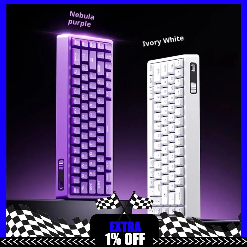 TAIDU KB02 اللاسلكية ثلاثة وضع 68 مفاتيح لوحة المفاتيح الميكانيكية الساخن مبادلة بلوتوث طوقا RGB ضوء الألعاب Offcie متعددة الوظائف هدية