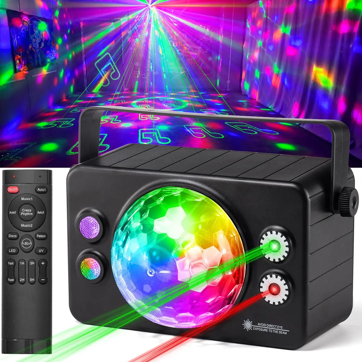 Disco Ball Dj Party Lights Крытый, светодиодный светильник, 6-цветный звуковой, стробоскоп для внутренней комнаты, уличного танцевального пола, вечеринок