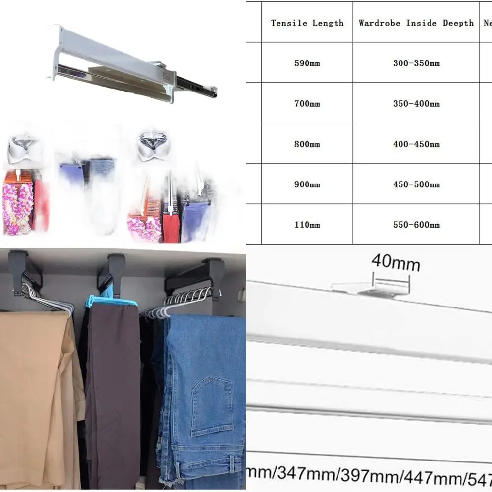 

Выдвижная вешалка для одежды, регулируемая вешалка для одежды, вешалка для брюк, одежда из нержавеющей стали (497 мм/19,6 дюйма)