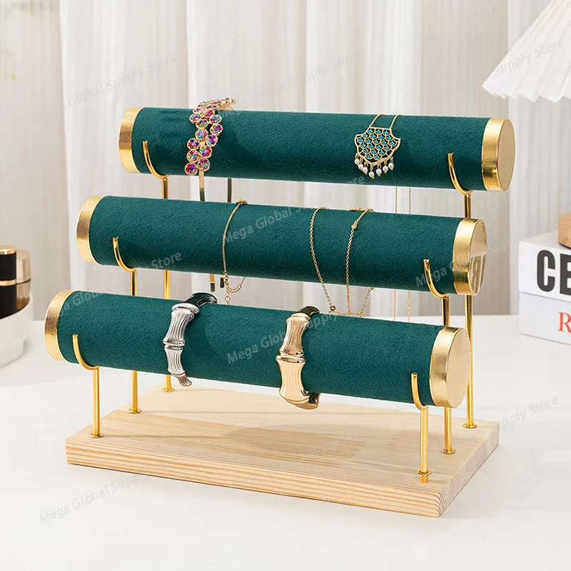 

Luxury Jewelry Holder Counter Bracelet Accessory Storage Rack Bracelet Live Streaming Display Stand Wooden Jewelry Display Stand