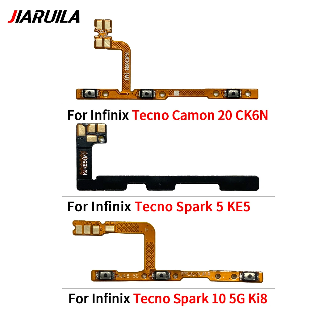 Tested Power On Off Button Volume Switch Key Control Flex Cable For Infinix Tecno 16 Pro Camon 20 CK6N Pova Neo LG6N Spark