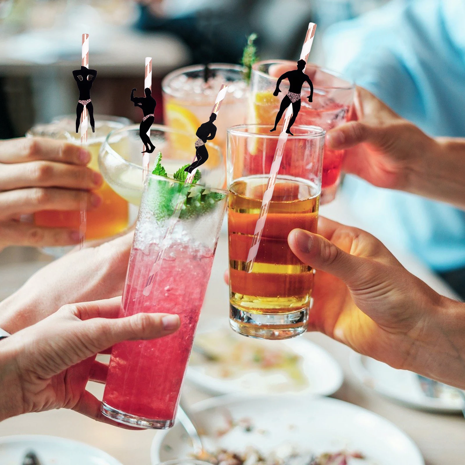 108 Pcs Paper Bachelorette Straw Funny Male Dancer Drinking Straw for Bridal Shower Bachelorette Party Decoration Accessories