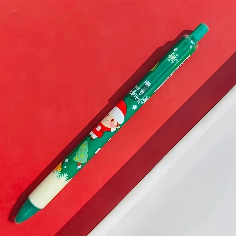 15/30pcs Christmas 0.5mm Gel Pen, Snowman Reindeer Santa Claus Print Decorative Office School Click-Type Signature Writing Gift image 5