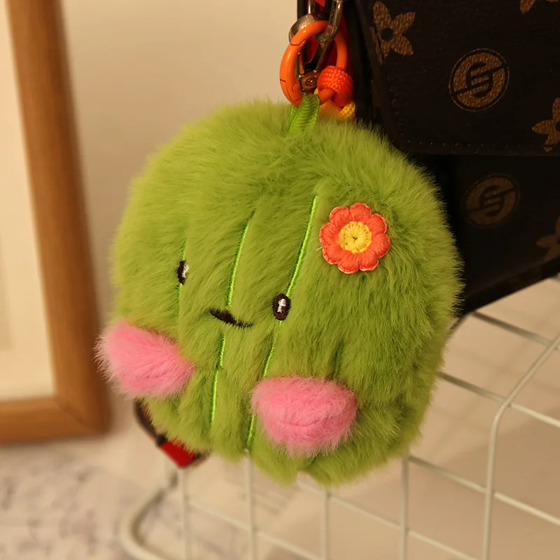 1/10pcs 11cm Adorable Realistic Fairy Ball Bag Accessory Plush Toy Stuffed Greens Cactus Keychain Doll for Girl's Decoration