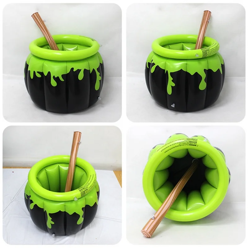 Witch Stirring Candy Inflatable Ice Bucket Chilled Beverage Halloween Horror Haunted House Bar Decor