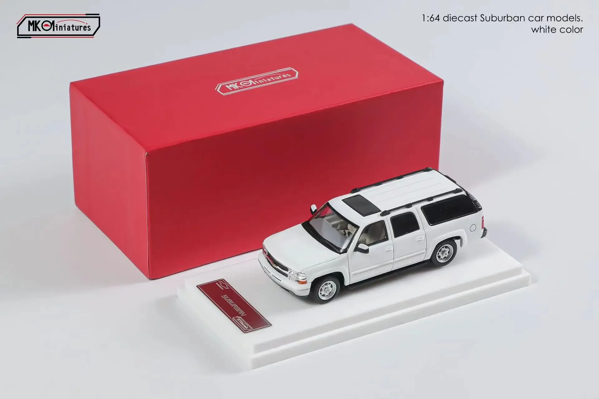 MK Miniatures 1:64 2003 Suburban โมเดล Diecast-สีขาวรถโมเดล Diecast