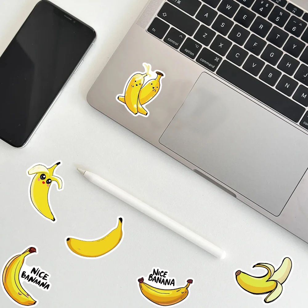 54 قطعة من ملصقات الرسوم المتحركة اللطيفة المضحكة Kawaii Banana مجموعة شارات لأجهزة الكمبيوتر المحمول وزجاجة المياه ولوح التزلج وديكور جراب الهاتف