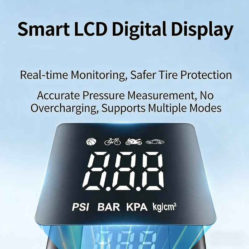 Afbeelding 4: Bedrade motorfiets auto luchtpomp 150 PSI mini luchtcompressor draagbare opblaaspomp voor auto motorfiets fiets met LCD digitaal display