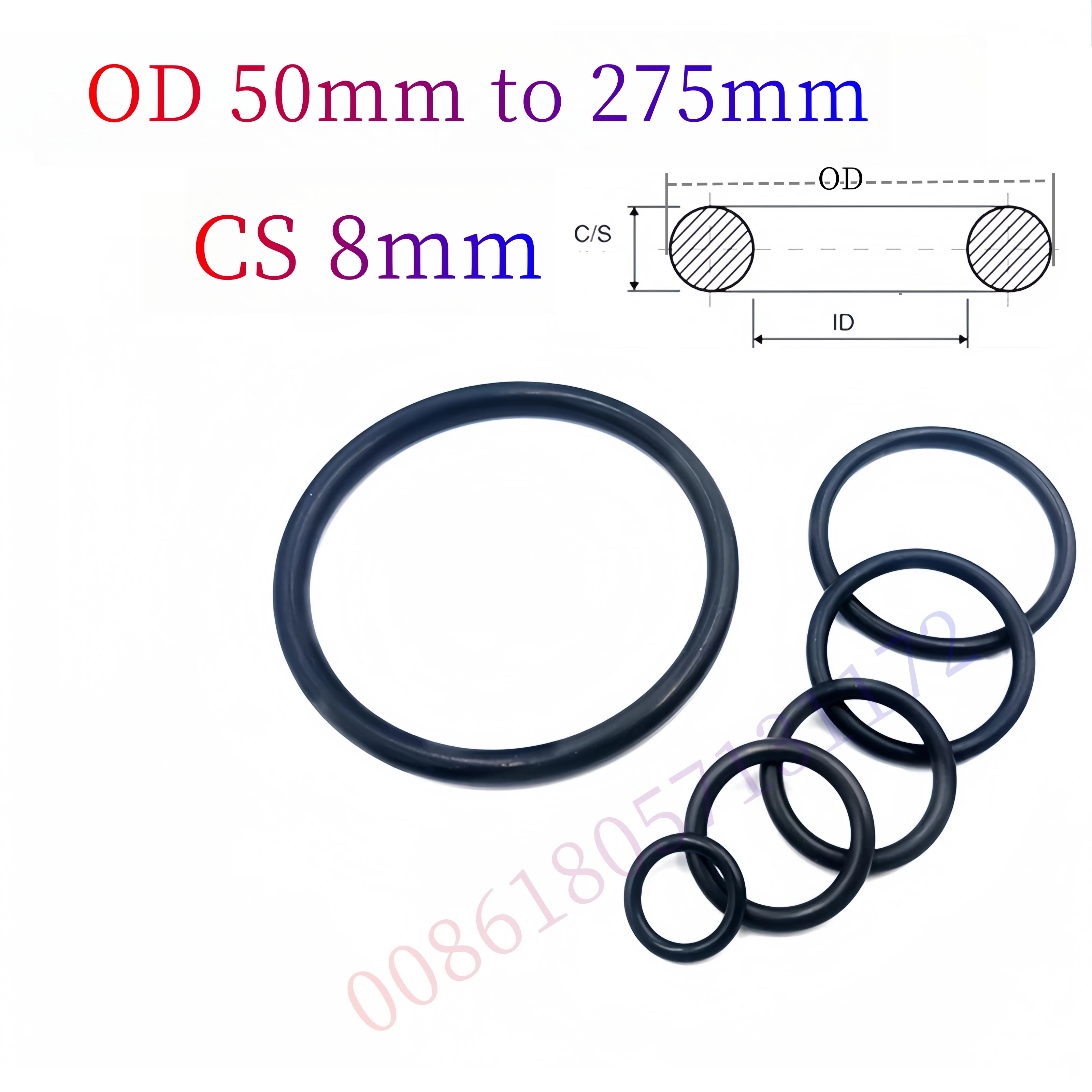 Custom EPDM O-rings 70A,CS 8mm,Weather,Ozone,UV,Chemical,Acid & Alkali Resistant Seals Gasket,for Plumbing,Automotive,Household