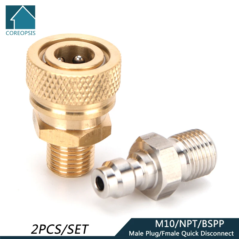 Quick Disconnect Connect Fittings and Couplers Set NPT Quick Release Couplings Air Refilling M10x1 BSPP 4500psi Air Pumps 2pcs