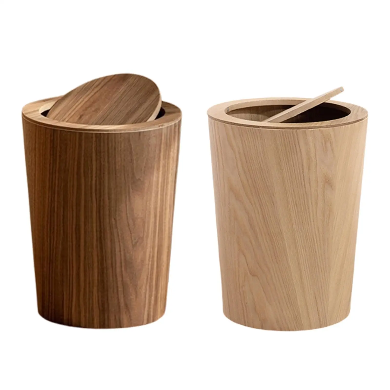 Wood Trash Can with Lid Kitchen Garbage Basket for Office Bathroom Kitchen