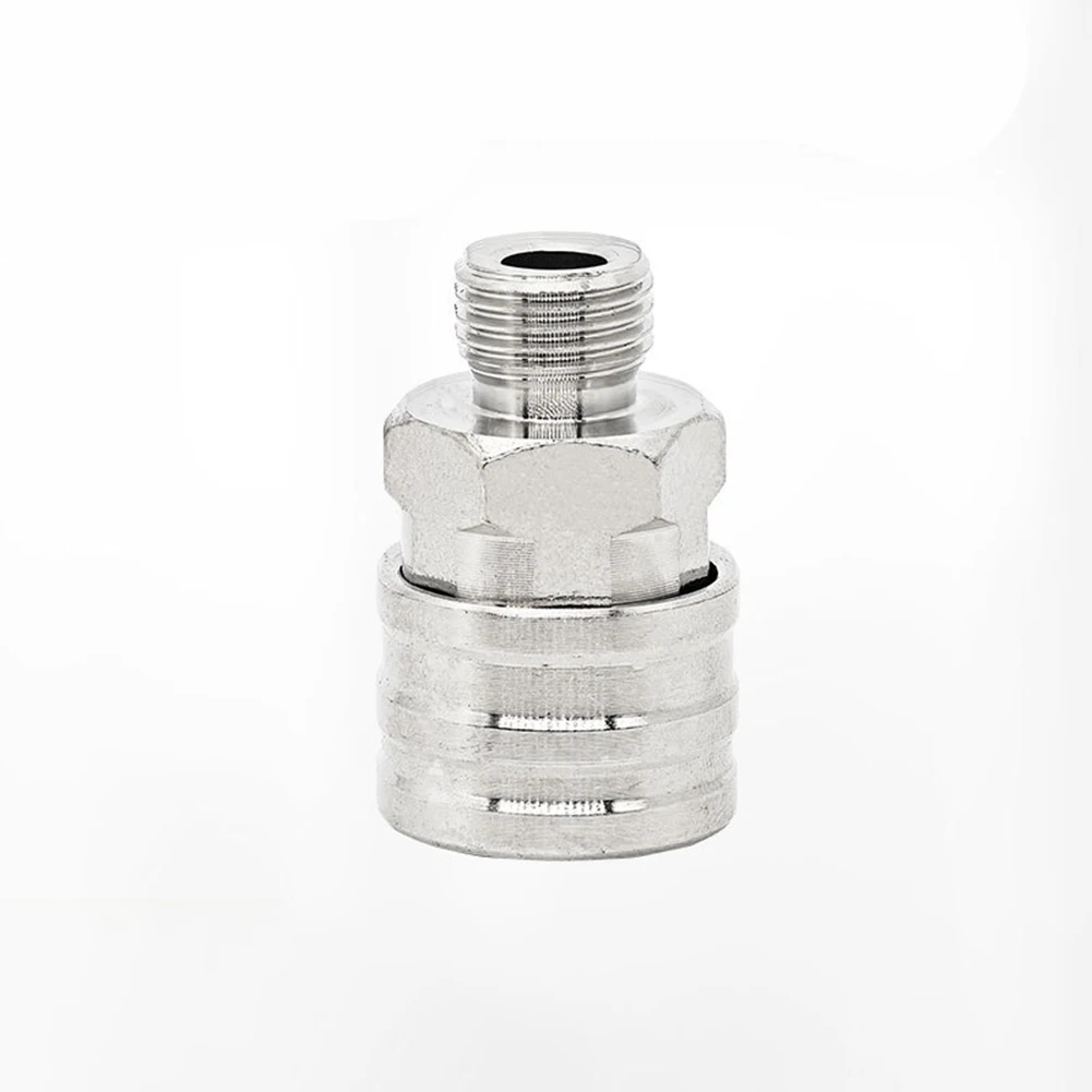 Silver Quick Connector for High Pressure Washer with 1/4 External Thread 12mm Inner Diameter Stainless Steel Material