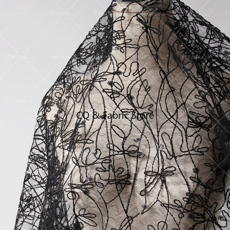 Textured Yarn Embroidered Lace Fabric For Wedding Dresses Skirts Veils Designer Fabric