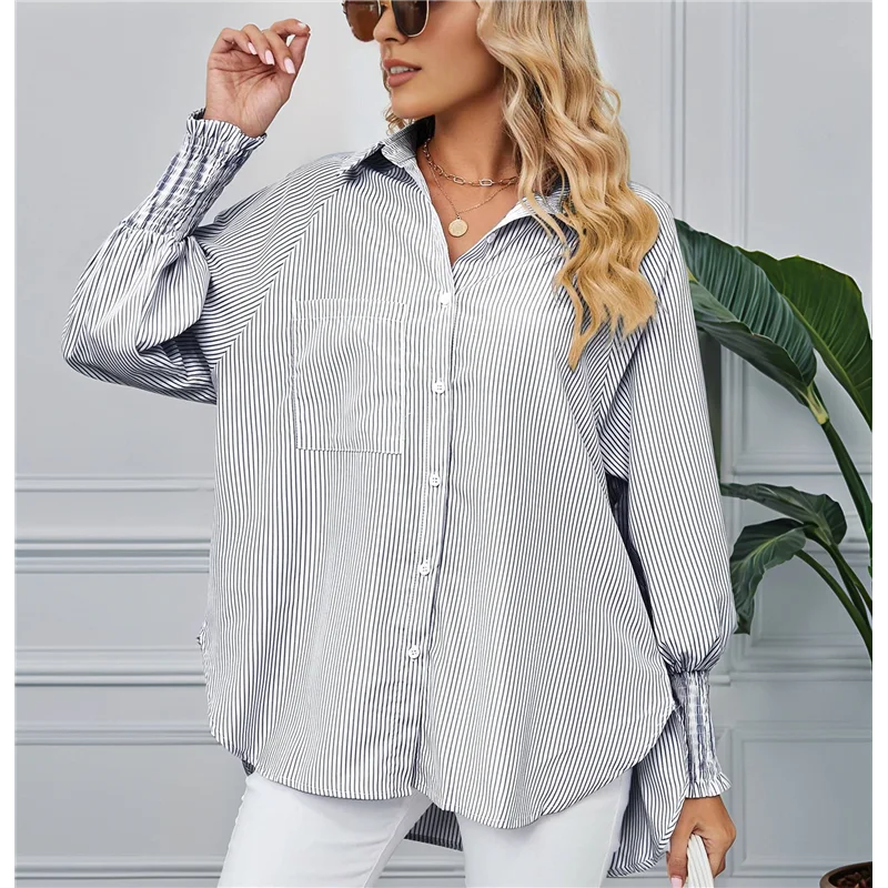 

【Party-Decoration】Womens Striped Button Down Shirts Long Sleeve Tunic Tops