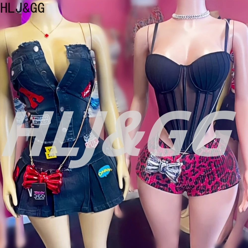 

HLJ&GG сексуальный сетчатый прозрачный корсет, комплект из двух предметов, женский тонкий топ на бретельках с v-образным вырезом и шорты с пайетками, уличная одежда