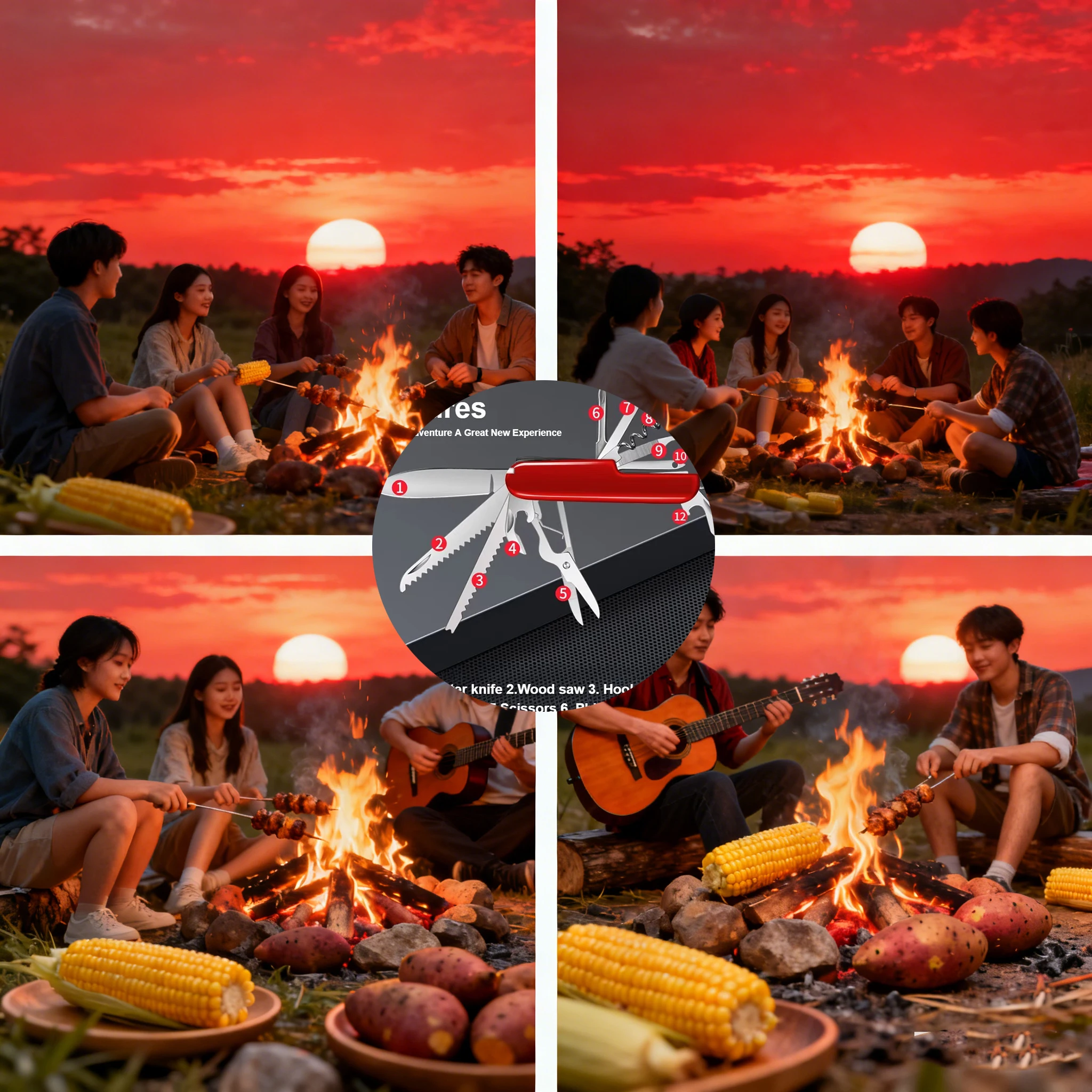 

BAKULI-1PCS Multifunctional Swiss Army Knife,Portable Folding Knife Outdoor Pocket Knife,Scissors Bottle Opener Multi Tool