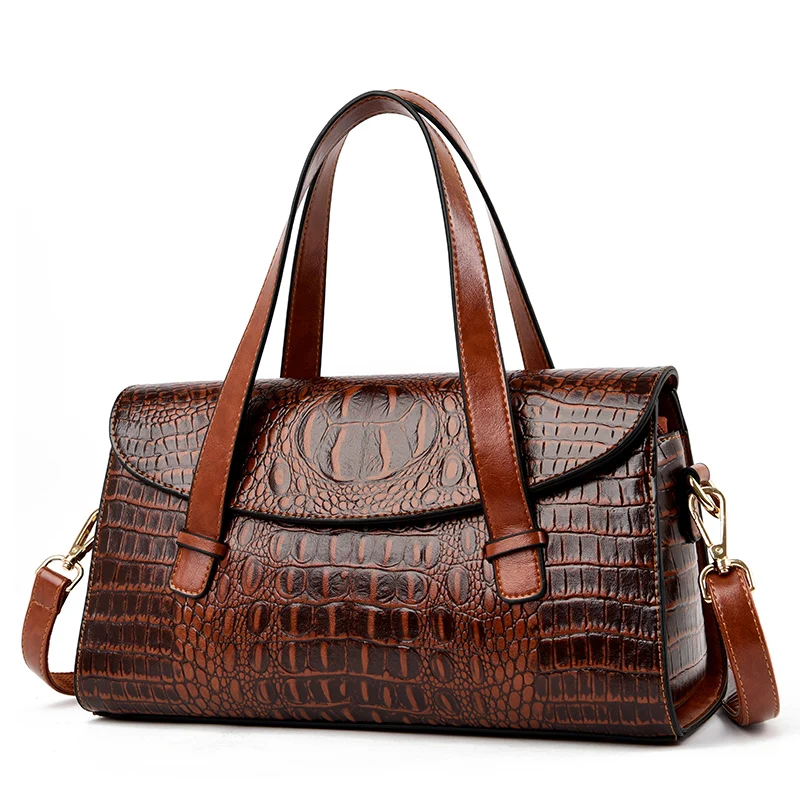 

High Quality Crocodile Luxury Leather Handbags Women Bags Designer Vintage Alligator Satchel Tote Lady Shoulder Bag for Women