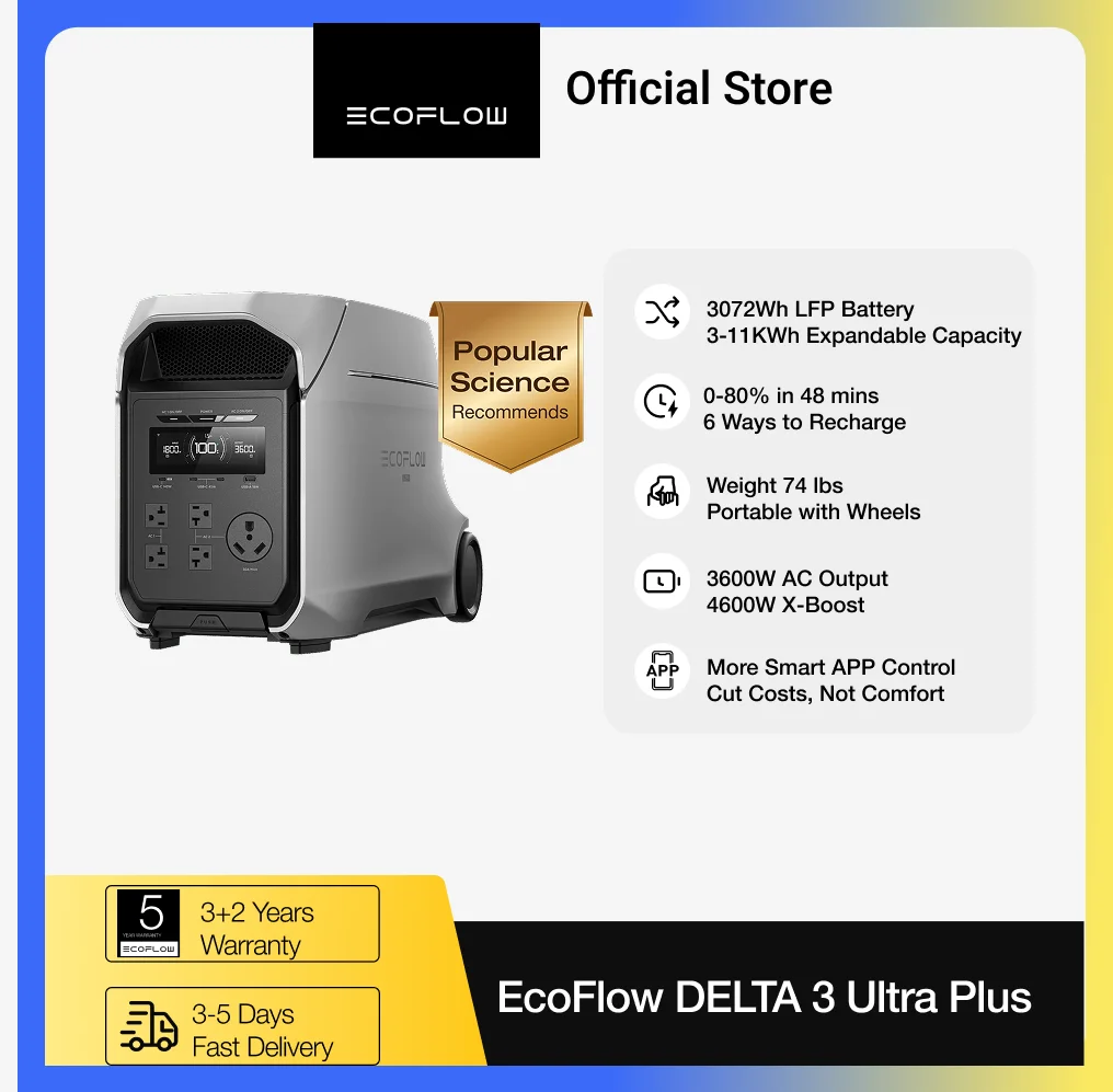 ECOFLOW DELTA 3 Ultra Plus Portable Power Station with 22.8