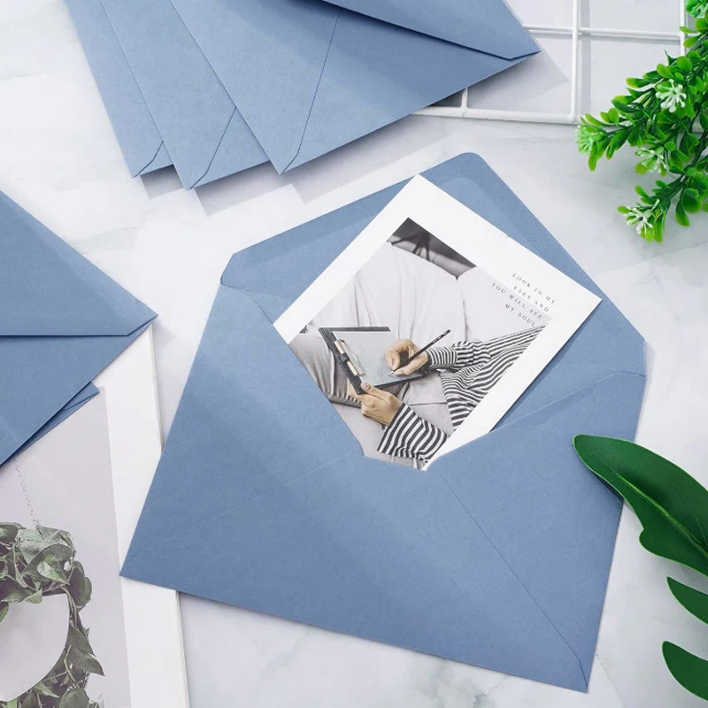 50 sztuk/partia Koperty 18x13cm Niebieskie Artykuły dla Małych Firm Papier 120g Kartka z Wiadomością Zaproszenie Ślubne Artykuły Papiernicze Opakowanie — zdjęcie produktu 5