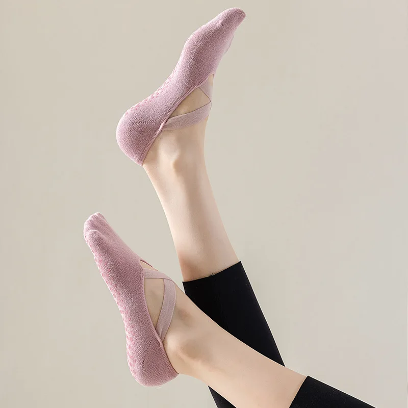 Calcetines de Yoga profesionales para mujer, algodón, silicona, antideslizante, toalla de agarre para Pilates, Barre transpirable, vendaje, baile,