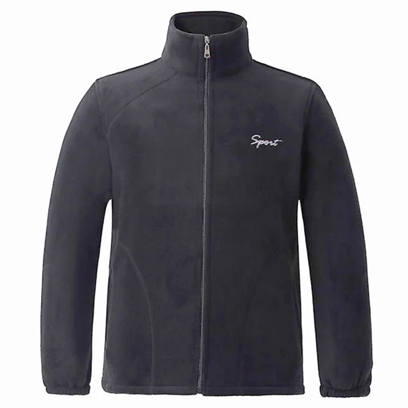 Winter-Polarfleece-Jacke, dick, warm, winddicht, mit durchgehendem Reißverschluss, mehreren Taschen, für den Außenbereich, Übergrößen-Jacken, Oberbekleidung – Detail 4