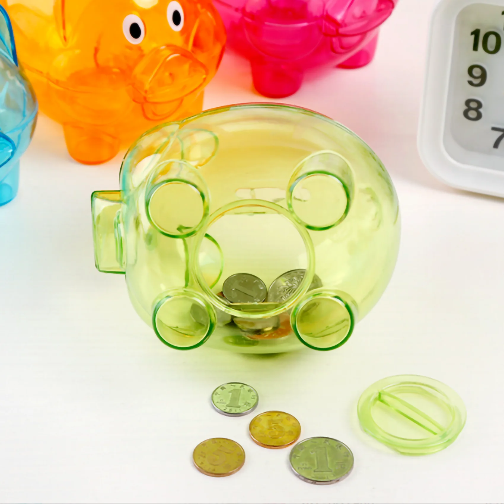 U-VBN-Cute Plastic Pig Clear Piggy Bank Coin Box Money Cash Saving Case Kids Toy Gift