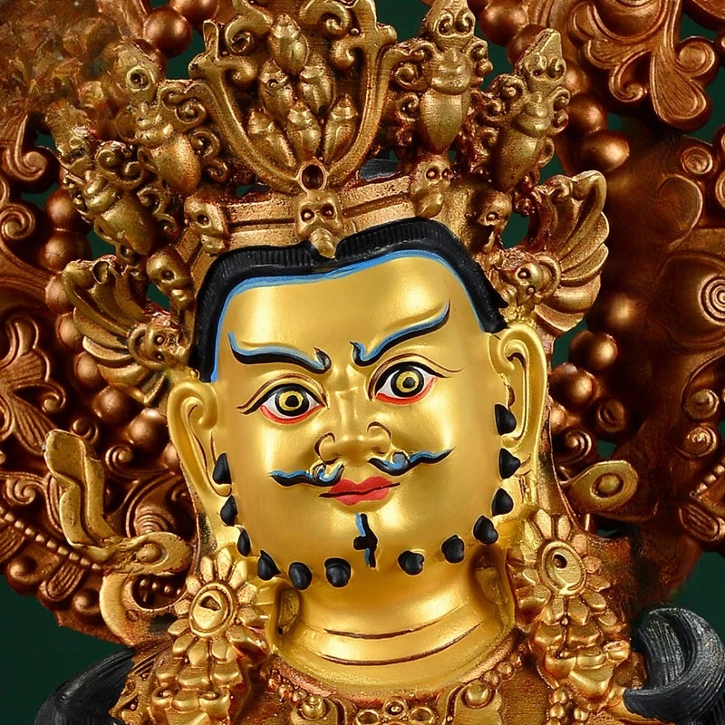 CZ Tibetan Village Full Gilt Copper Ornament Yellow God of Wealth Statue Seiko Carving Crafts Interior Home Sculpture