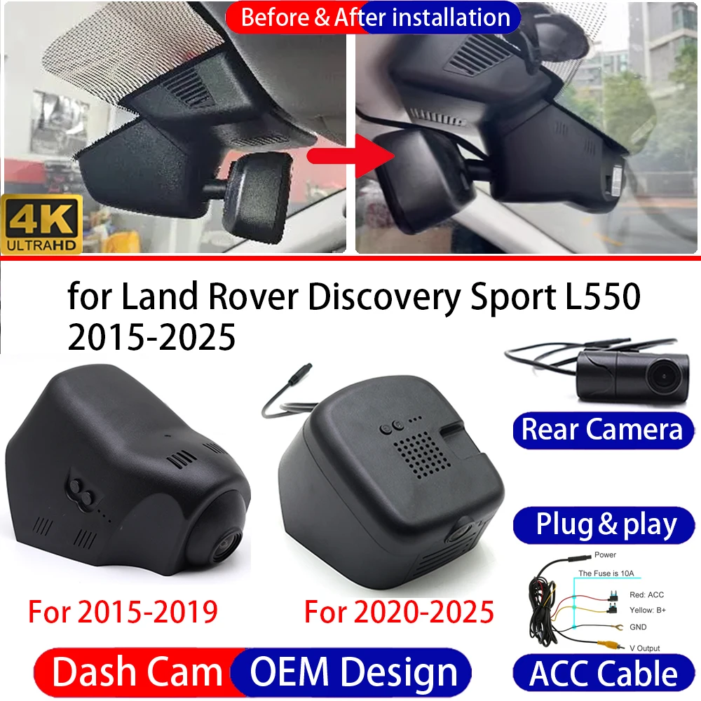 

Dash Cam for Land Rover Discovery Sport L550 2015-2025 Front Rear 4K UHD Car DVR Driving Recorder Dashboard Camera Night Vision