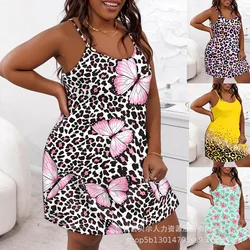 2024 Large Size Suspender Positioning Printed Home Nightdress for Women