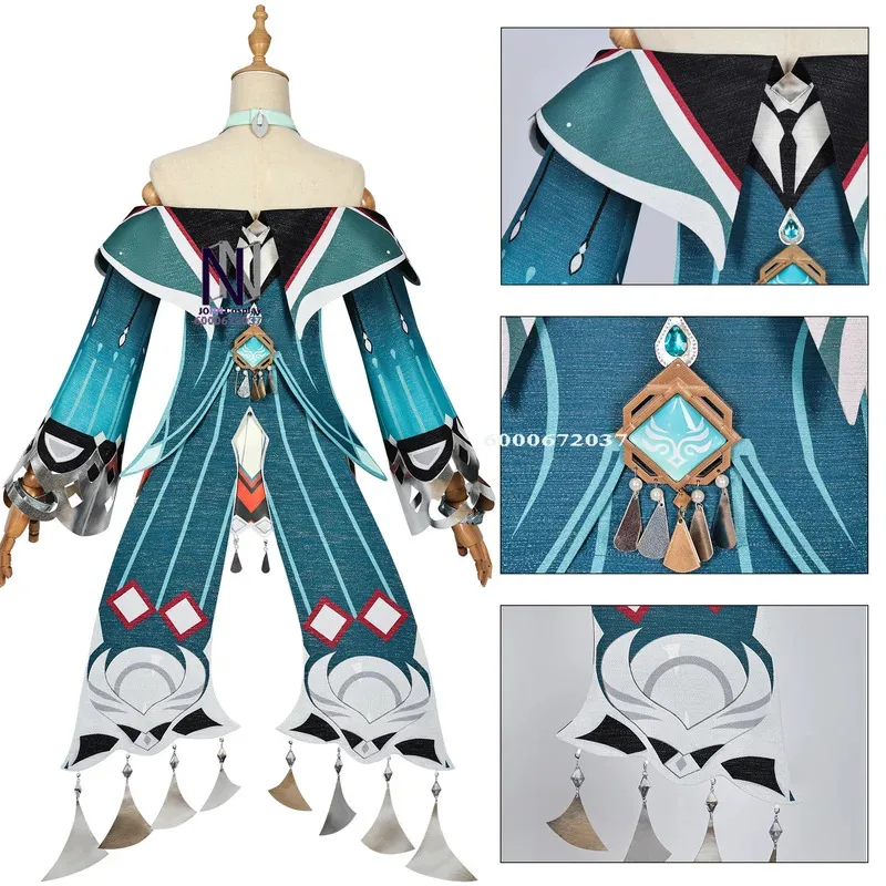 Juego Genshin Impact Lan Yan disfraz de Cosplay Anime nuevo vestido de piel con peluca para mujer fiesta de Halloween Cosplay ropa ComicCon