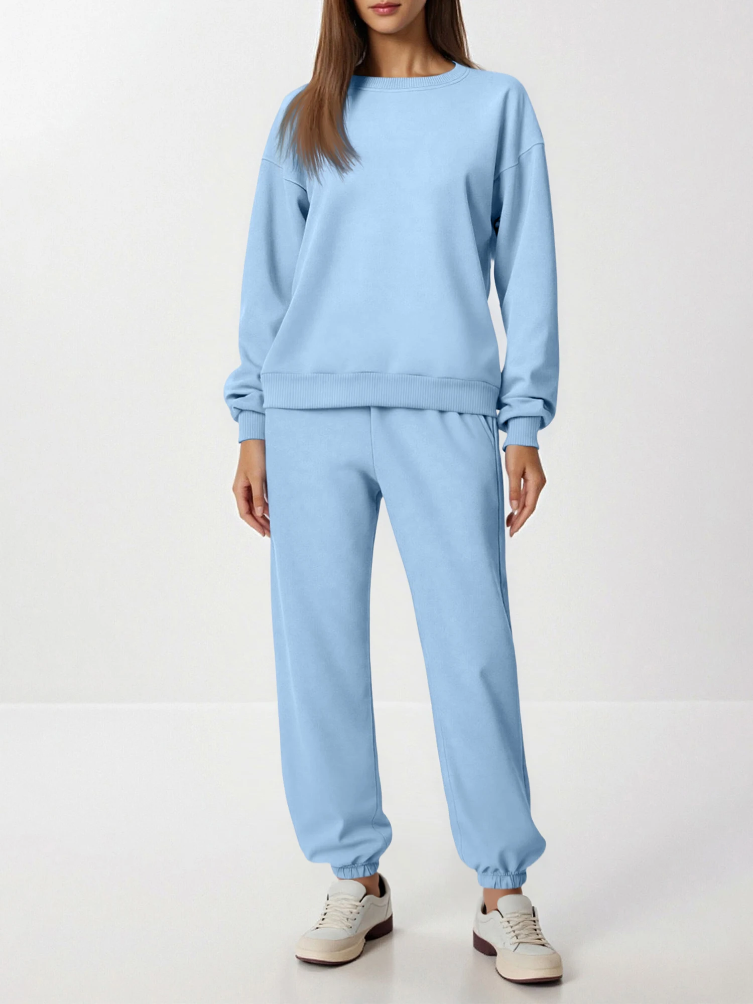 

Женский домашний костюм из 2 предметов: оверсайз свитшот и джоггеры, уютный повседневный спортивный костюм для дома