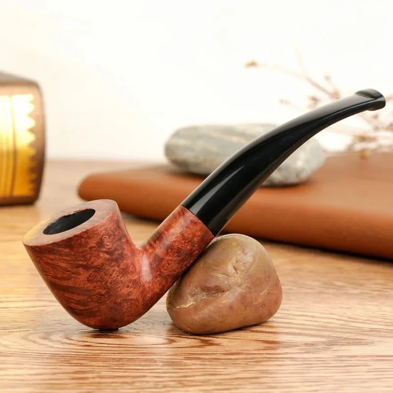 Classic Black Smoking Pipe Wood Pipe 3mm filter Handmade Tobacco Pipe Random Engraved Pipe free tools set