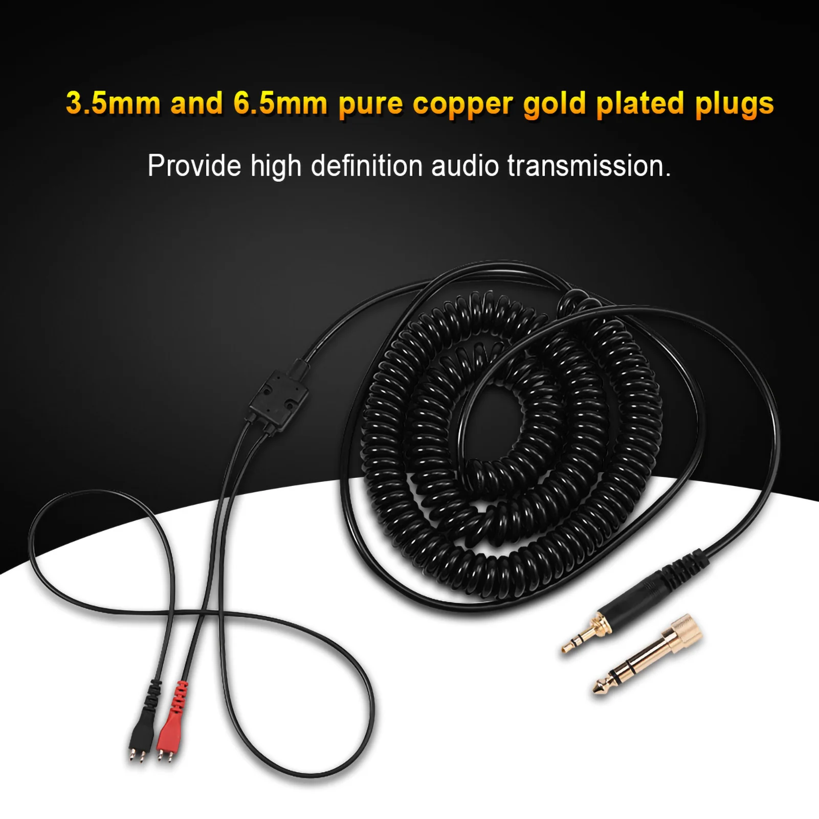 Headphone Audio Cable Replacement Spring Coil Cable for Sennheiser HD25/ 560/ 540/ 480/ 430 Headphones Earphones image 2