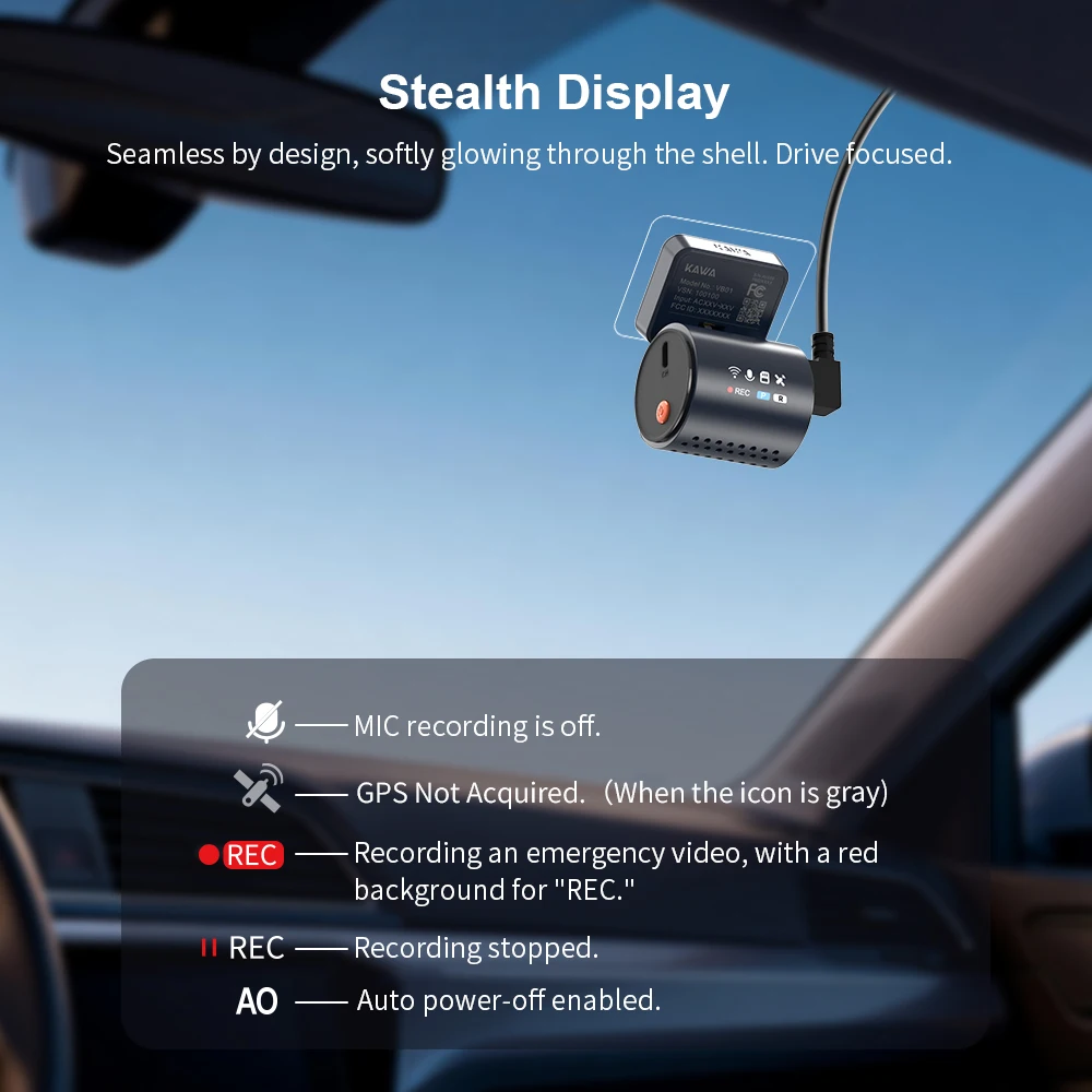 KAWA Dashcam MINI 7 Pro 4K Stealth-Display Sprachsteuerung Superkondensator Dashcam Loop-Aufnahme HDR Auto-DVR Parküberwachung – Detail 5