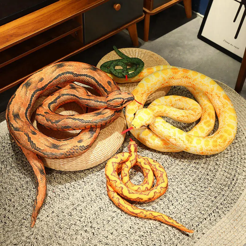 110-300cm Cute Snake Plush Toy Realistic Python Boa Cobra Soft Stuffed Animal Snake Halloween Decoration Boyfriend Birthday Gift