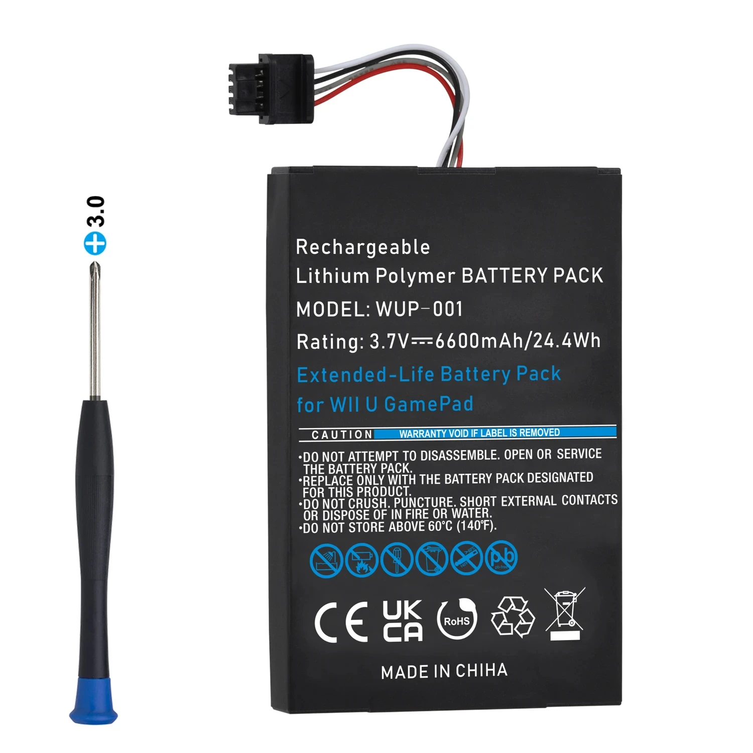 

6600mAh Bateria For Nintendo Wii U Controller WUP-010 WUP-012 Wii U Gamepad Battery Replacement Rechargeable Batteries Pack