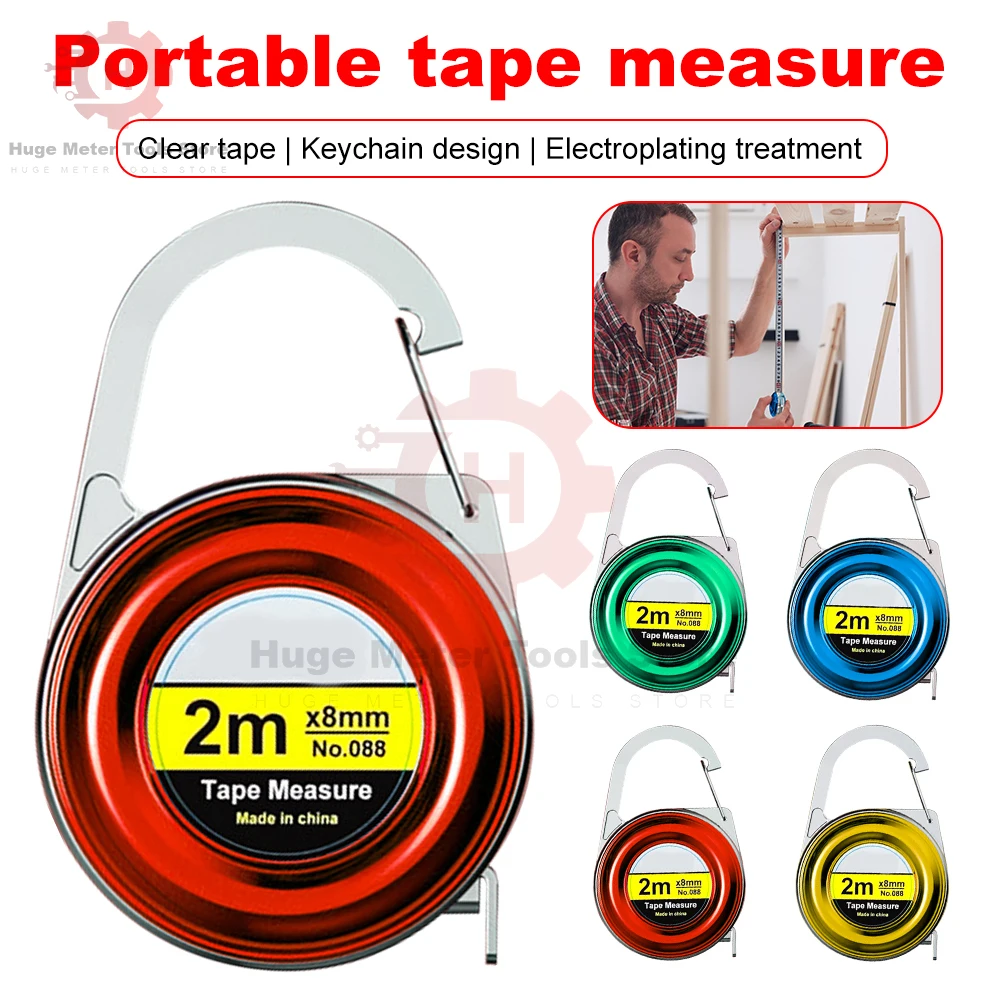 2m Mini Tape Meter Tape Tailor Ruler Keychain Measuring Tape Clothing Size Tape Measure Portable Sewing Tools Accessory