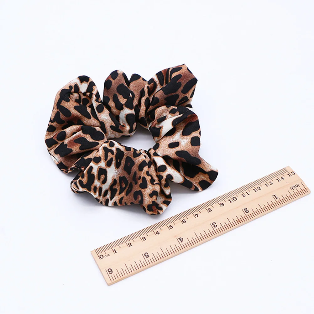 

3Pcs Leopard Pattern Elastic Hair Tie Set Bright Colors No Crease Stretchy Ponytail Holders for Women Fabric Hair Bands
