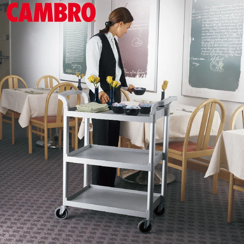 For CAMBRO Electric Service Car Set Three-Layer Configuration with 2 Three-Sided Baffle 1 Garbage Can 1 Tableware Box